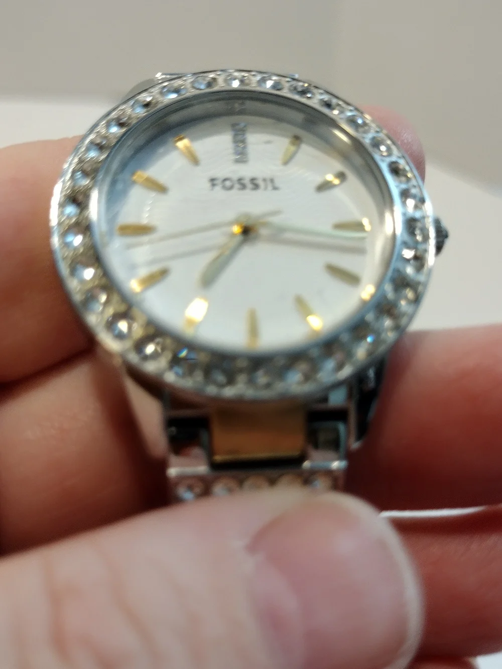 Fossil Women's Two-Tone Crystal Bezel Watch in Gold and Silver
